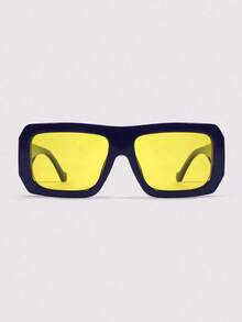 Visivana 1 Pair Square Fashionable Fashion Glasses, Retro Personalized Versatile, Suitable For Men And Women, Suitable For Daily Wear, Street Photography, Vacation, Travel, Beach And Other Occasions, Ideal Accessory For Summer Beach Vacation, Outdoor Activities And Travel. - Blue - View 2