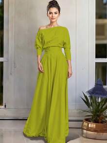 Vestido Largo Elegante Moda Casual Anastacia - Verde kiwi - Ver 6