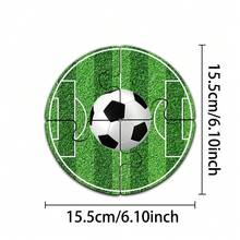 4 piezas Posavasos de madera con diseño de campo de fútbol de la Copa del Mundo, rompecabezas redondos resistentes al calor y antideslizantes, decoración deportiva creativa para el hogar, oficina, mesa de café, barra de cocina, mesa de fiesta, regalo de fútbol para hombres - E0062 - Ver 14