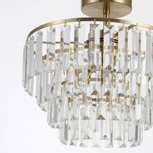 Lampu Gantung Kristal Emas, Lampu Gantung Kristal Mewah Ringan, Lampu Gantung Semi-Flush Mount Modern, Dudukan Bohlam E26, Bohlam Tidak Termasuk, Cocok Untuk Ruang Tamu, Lorong, Ruang Makan Dan Kamar Tidur - 25 cm/9,84 inci - View 4