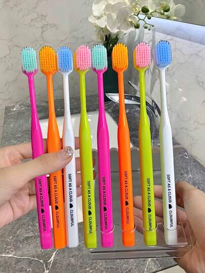 Unisex Manual Toothbrush Set, Colorful Toothbrushes With Wide Heads, Super Soft Bristles, Made Of Polypropylene With Odorless Design, Gum Protection Function, Suitable For Adults, Family Toothbrush Set, Wide Head Toothbrush, Colorful Toothbrush, Oral Cleaning Tool, Teeth Cleaning Tool, Can Massage And Clean Gums, Suitable For Sensitive Gums, Students Changing Teeth, And Elderly With Dental Issues