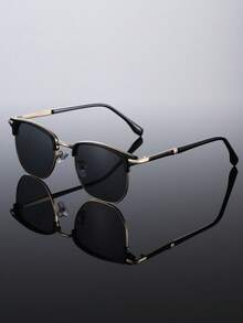 Half-Rim Eyebrow Frame Metal Glasses, Retro Punk Street Style, For Photo, Travel, Party, Daily Wear, Fishing, Skiing, Gift - Multicolor - View 10