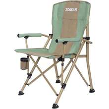 XGEAR - Silla de camping plegable con reposabrazos acolchados, resistente y soporte para tazas, para adultos hasta 350 libras - caqui verde - Ver 2