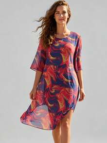 New Women's European And American Beach Chiffon Robe, Casual Swimsuit Cover Up, Versatile Sunscreen Dress,Accessories,Travel Essential - Multicolor - View 13