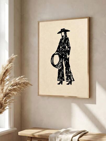 1 pieza Póster de dibujo de línea de vaquera, ilustración de mujer occidental, arte de pared minimalista de vaquero, impresión de arte de lazo de rodeo vintage, impresión de boceto de vaquera moderna, arte occidental de tinta marrón de rana, regalo de festival, el regalo ideal para amigos, impresión de arte de dormitorio, decoración de sala de estar, decoración de oficina, decoración de cocina, decoración de baño, arte de pared, decoración de pared, decoración del hogar, decoración de habitación, arte de pared en lienzo, pósteres, arte de pared con marco, marco opcional