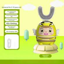 Children's U-Shaped Electric Baby Toothbrush Liquid Silicone Brush Head Infant Dental Cleaner - 小蜜蜂[6-14歲]兒童版 - 查看 12