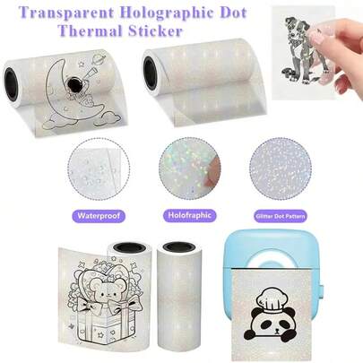 Rollos de papel térmico autoadhesivo - Papel térmico transparente apto para impresoras mini, papel térmico para recibos para impresiones instantáneas, compatible con la mayoría de impresoras térmicas (sin necesidad de tinta)