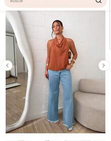 Blusa Feminina Cetim Frente Única Elegância e Sofisticação seda - Caqui - Visão 2
