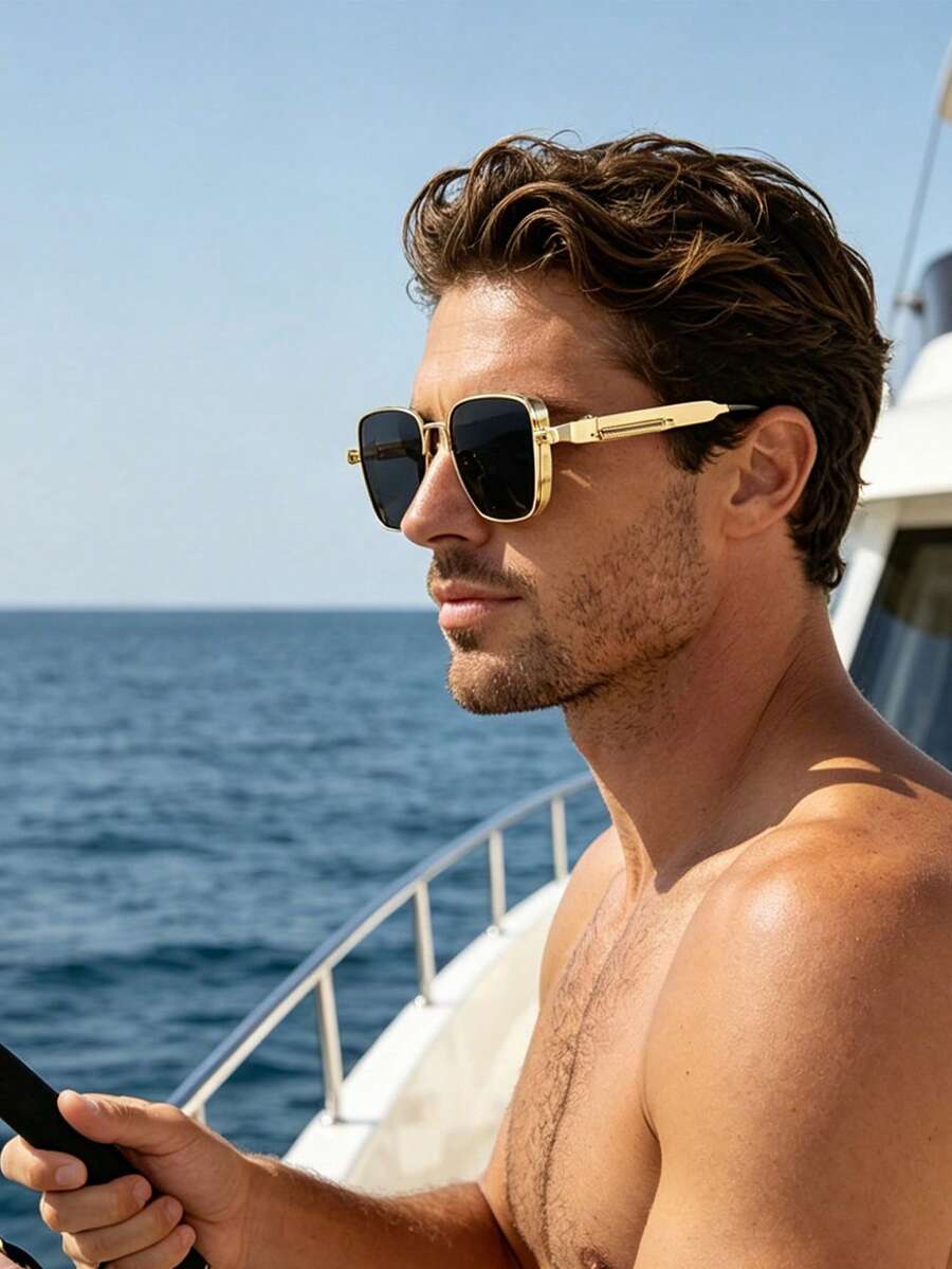1pc Retro Metal Frame Fashion Glasses, Luxury Silver Frame Mechanical Design Unisex Street Style UV Protection - Multicolor - View 1