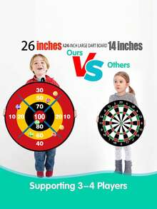 66 cm (ca. 26 Zoll) großes Kinder Dart Board Set mit 8 Kugeln, Klett-Bällen, Spielzeug für Jungen, Spaß für drinnen/Outdoor, Partyspiel, für 3- bis 12-jährige Jungen und Mädchen - Verschiedenfarbig - Übersicht 5