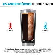 DDV Redlemon Double-Walled Stainless Steel Thermal Mug, 600 Ml, 2 Pieces.  For Water And Coffee With Airtight Lid. Keeps Your Drink Hot For 4 Hours And Cold For 6 Hours. Includes Straws And Cleaning Brush. - 白色 黑色 銀色 - 查看 4