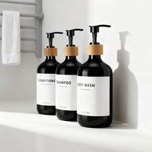 Bathroom Soap Dispenser Bottles, Shampoo Conditioner Body Wash Hand Soap 3-Piece Set, 500ml Capacity Per Bottle - Multicolor - View 7