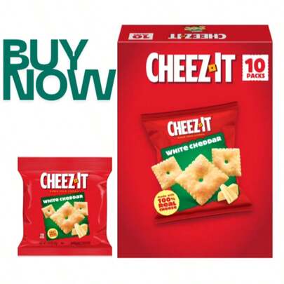  Cheez-It White Cheddar Baked Snack Crackers – Crunchy Cheese Snacks, 10 Count Lunch Packs