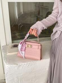 優雅時尚女款斜挎包，精緻復古合成皮革配圍巾肩帶，小眾設計，適合約會 - 粉色 - 查看 8