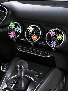1/3 cái Kẹp treo thơm xe ô tô hoa cúc dễ thương, trang trí nội thất xe ô tô lấp lánh nhiều màu sắc, phù hợp cho phụ nữ và trẻ em gái - Kiểu A - Xem 3