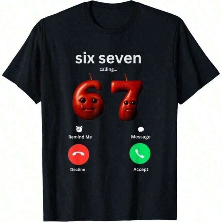 Vintagevintage67 Calls: Funny Meme, Silly Brainrot, Gen Z T-Shirt, Summer Tops - Black - View 1