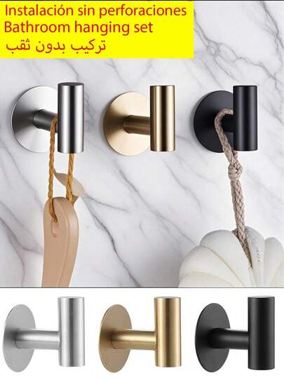 2 ganchos adhesivos, sin necesidad de perforar, adecuados para colgar toallas en el baño, utensilios de cocina en la cocina, llaves/bolsas en la entrada, ropa en el dormitorio, conveniente y práctico sin dañar las paredes, ideal para hogares de alquiler