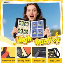 Trading Card Binder 4 Pocket, Card Book With 50 Removable Sleeves Fits 400 Cards, 3-Ring Zipper Design MTG/TCG/Sport Collection Album Gifts For Boys And Girls - Multicolor - View 5