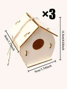 3pcs Wooden Birdhouse, Suitable For Outdoor Bird Nests, Bird Nest Landscape Decor, Outdoor Balcony Decor, Outdoor Gardening Supplies, Garden Decor, And Outdoor Windproof, Moisture-Proof And Warm Habitat - A-Brown - View 12