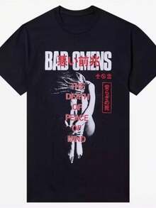 playeras de mujer 2026 Summer New Release Bad Omenss Album Pattern T-Shirt - High-Quality Fashion Casual Men's Women Round-neck Printed T-Shirt - Negro - Ver 1