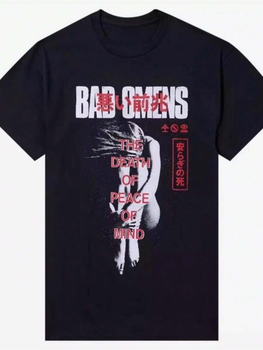 playeras de mujer 2026 Summer New Release Bad Omenss Album Pattern T-Shirt - High-Quality Fashion Casual Men's Women Round-neck Printed T-Shirt - Negro - Ver 1