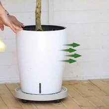 通用加厚塑料植物盆托盤附滾輪，辦公室與商場植物用移動托盤 - 均碼 - 查看 4