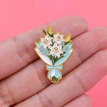 Metal Lily Flower Brooch Lapel Pin Enamel Badge Pin Brooch Suitable For Bags Backpacks Cool Decoration Friend Gift - Multicolor - View 3