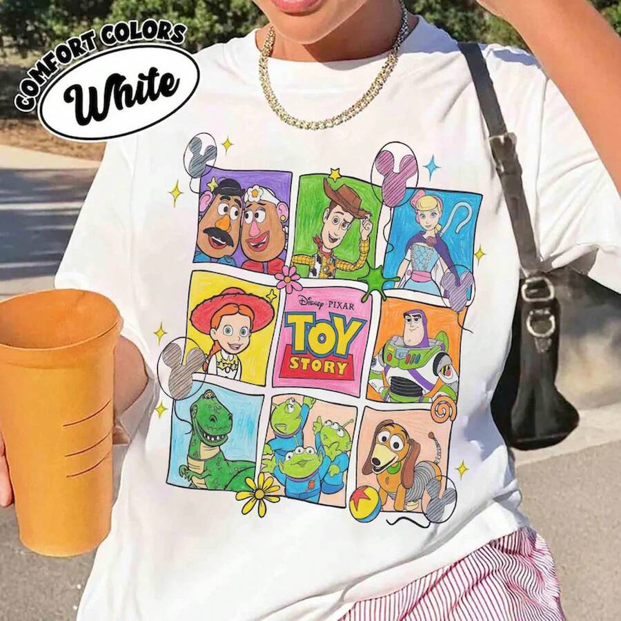 Disney Toy Story Movie Shirt, Woody Buzz Aliens Jessie Characters Tee, Mickey Balloon Tee, Disney Fest, WDW Trip--Disneys Disneyland Paris The Magic Kingdom Disneyesque The House Of Mouse Mickey Mouse Empire Modest Summer Outfits Take That T Shirt Summer Coord Tops For Women Summer Summer Clothes Women Summer Clothes Summer Tops Summer Tops Women Summer Co Ord Summer Top Summer Outfits White Top Black Top Holiday Outfits For Women Tops For Women Summer Holiday Gifts Valentine's Day Gifts Earth Day Gifts Oktoberfest Gifts Summer Bank Holiday Gifts - trắng - Xem 1