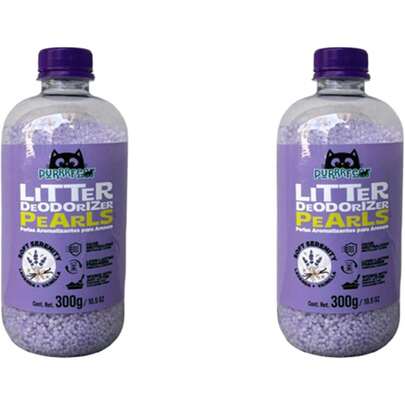 Perlas Aromáticas para Arena de Gato Biodegradables, Control de Olores, Fragancia Premium Sándalo Ámbar, Lavanda Vainilla o Verbena Manzanilla. (2 piezas Lavanda Vainilla)