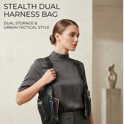 กระเป๋าคาดอก PU สีพื้นสำหรับผู้ชาย, กระเป๋าคาดอกแบบเสื้อกั๊กซิปหลายช่องความจุขนาดใหญ่, กระเป๋าคาดอกดีไซน์แฟชั่นมินิมอลสำหรับกิจกรรมกลางแจ้ง