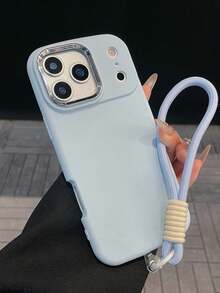 Pastel Light Blue Matte Silicone Phone Case With Detachable Matching Lanyard, Shockproof Anti-Scratch Full Body Protection Cover With Metal Camera Frame, Aesthetic Minimalist Phone Case For Women, Compatible With IPhone 17/17 Pro/17 Pro Max/17 Air, 16/15/14/13/12/11/Pro/Pro Max/Plus, S20-S25/FE/Ultra, A56 5G, Phones - Impact Protection - Birthday Gift, Best Friend Gift - Blue Belt Rope - View 4