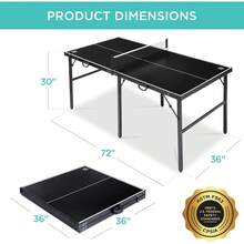 Portable Mid-Size Ping Pong Table Foldable Indoor Outdoor Table Tennis Set With 2 Paddles 4 Balls Net And Carrying Case Aluminum Frame Compact 6ft Table - Blue - View 10