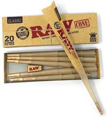 RAW Cones Classic King Size - 20 Pack - Pre Rolled RAWthentic Cones Rolling Papers With Tips, , Green Blazer Sticker - White - View 4
