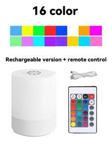 1 pièce Veilleuse LED, Gradation tactile, Interrupteur tactile, Changement de couleur tactile, 3 couleurs/16 couleurs, Lampe de chevet, Alimentée par USB et rechargeable (batterie 800 mAh), Couleur et luminosité de la lumière réglables, Éclairage doux à gradient, Lampe de chevet à commande tactile, Convient pour la nurserie, la chambre à coucher, le couloir, le salon - lampe de chevet - Voir 5