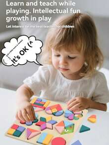 Montessori Early Education Cognitive Matching Wooden Geometric Shapes Puzzle, Intelligence Development Toy For Children Aged 3-6, Montessori Early Education Shape And Color Recognition - Multicolor - View 8