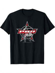 Camiseta Clásica con de Vaquero para Vaqueros Profesionales de Rodeo PBR - Negro - Ver 5
