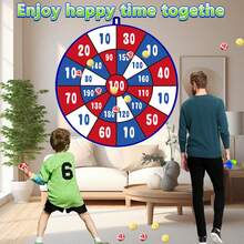 66 cm (ca. 26 Zoll) großes Kinder Dart Board Set mit 8 Kugeln, Klett-Bällen, Spielzeug für Jungen, Spaß für drinnen/Outdoor, Partyspiel, für 3- bis 12-jährige Jungen und Mädchen - Verschiedenfarbig - Übersicht 3
