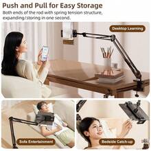 Adjustable Slouchy Phone Holder, Tablet Stand, Suitable For Bedside And Desk, Hidden Design For Live Streaming And Video Watching - View 7
