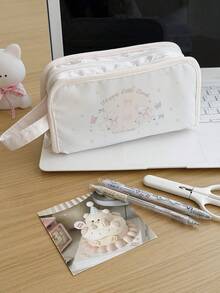 Tempat Pensil Motif Domba & Angsa yang Lembut dan Lucu, Tas Penyimpanan Alat Tulis Siswa Portabel Gaya Feminin yang Lembut - Beraneka warna - View 5