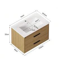 75cm Bathroom Cabinet In Light Oak With Ample Storage Space – 2 Drawers - Unta - View 2
