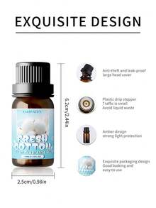 EMBRACEX. 10ml 新鮮棉花精油，清新空氣，適用於加濕器/擴香器，芳療精油，節日禮物，蠟燭製作，橙花、龍涎香、香草、鈴蘭、茉莉、柑橘 - 清新棉花 - 查看 4