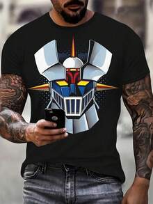 T-shirt för män - Kreativt 3D-tryck för sommaren, rund hals, korta ärmar, vardagskläder, mjukt och elastiskt tyg - För män - Lämplig för sommaren - Perfekt present till trendiga killar - Svart - Visa 7