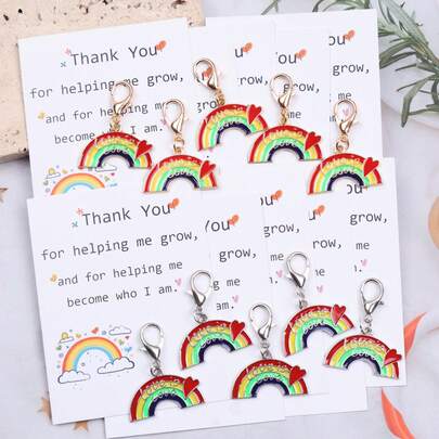Thank You For Helping Me Grow' Appreciation Theme Pocket Hug Gift Set, Pocket Hug Token, 5pcs/10pcs Unique Rainbow Keychains, Suitable For Pride Month Gifts, Birthday Party, Commemorative Gifts, Gifts, Party Favors, And Other Fashionable Friendship Gifts. Creative Pride Month Gift Choice.