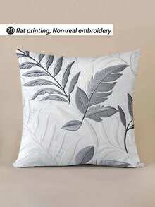 1pc Soft Short Plush Pillow Cover, 45x45cm - Elegant Gray White Palm Leaf Print, Suitable For Living Room, Bedroom, Office Decor (Pillow Insert Not Included), Office Pillow Cover | Modern Pillow | Durable Pillow Cover, Decorative Pillow - Multicolor - View 3