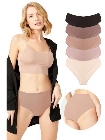 High Waist Cotton Women Panty - 5 Pcs Nude Color - Regular Fit - MADE IN TURKEY