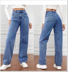 Women's High Waist Washed Straight Leg Jeans Casual Long Denim Pants Versatile Everyday Wear - Light blue - View 3