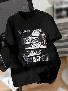 Under The RadarEstilo anime Japonés de hombre Camiseta Camiseta casual para hombre con estampado de patchwork estilo anime japonés, camisa casual de manga corta para estudiantes. Pareja trajes, conjuntos padre-hijo Camisetas cumpleaños regalos, familia casual Camisetas infantil Camisetas Camisetas con diseños de Démonio Asesino Ataque encendido Titán, Mi Héroe Academia , etc. , regalos para manga y anime aficionados, niños Camisetas chicas tops, adolescente tops, de hombre Camisetas de mujer superiores.-Vintage Street Style Unisex Loose Cotton Short Sleeve Crew Neck T-Shirt - Negro - Ver 1