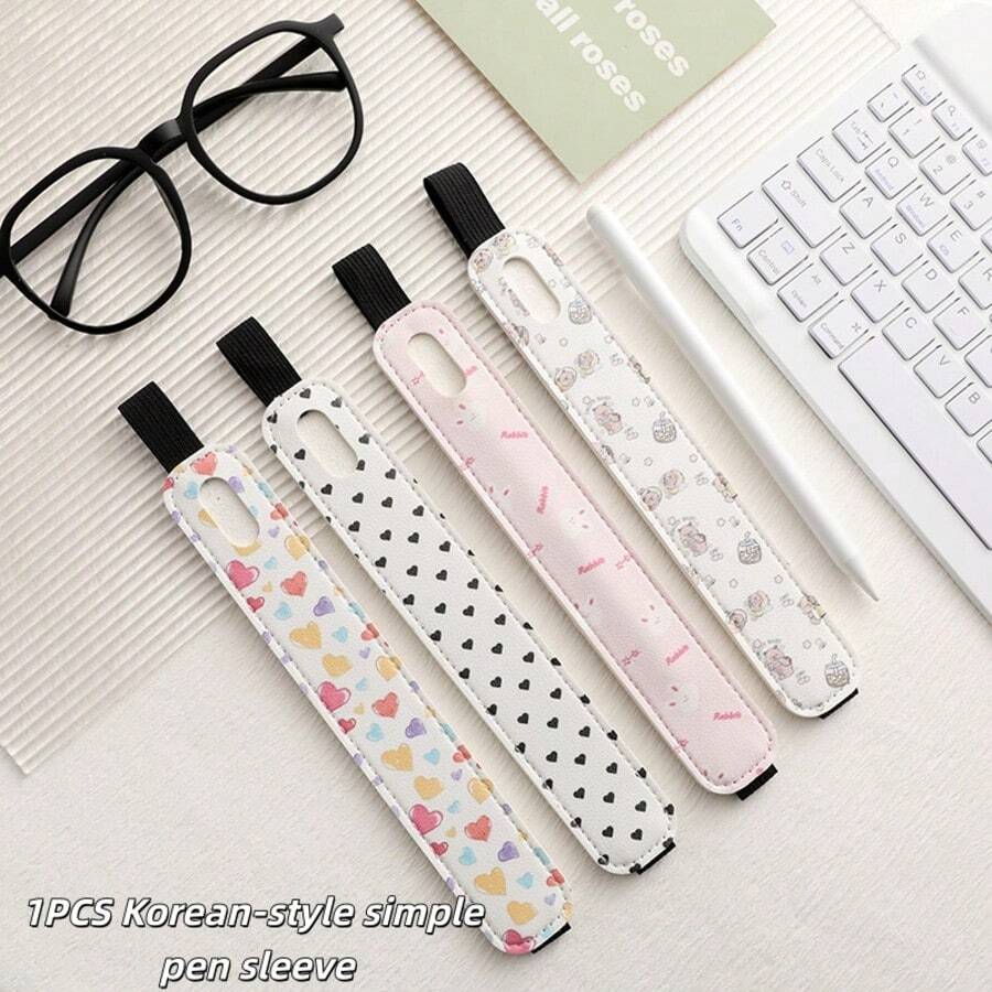 1个可爱卡通印花PU皮革Apple Pencil 1/2保护套，弹性防丢触控笔保护套，便携式笔套，适用于iPad触控笔 - 多色 - 查看 1