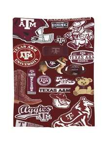 Texas A&M Merch Aggies Throw Blanket Warm Blankets Breathable Air Conditioner Blanket For Car Classic Outdoor Blankets For Picnic For All Season - màu đen - Xem 2
