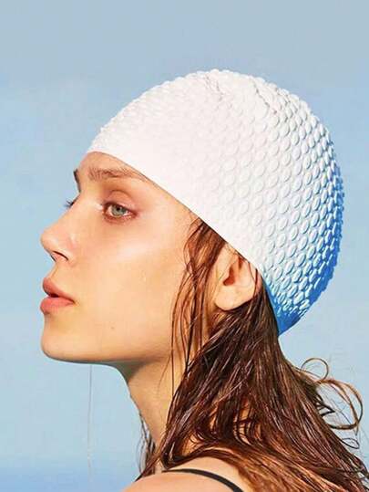 1pc Adult Silicone Swim Cap, Solid Color, , High Elasticity, Hair Protection, Swimming Equipment For Summer
